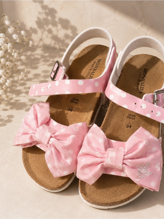 Other - Monnalisa Girls Pink Polka Dot Bow Sandals, EU 34, Made in Italy